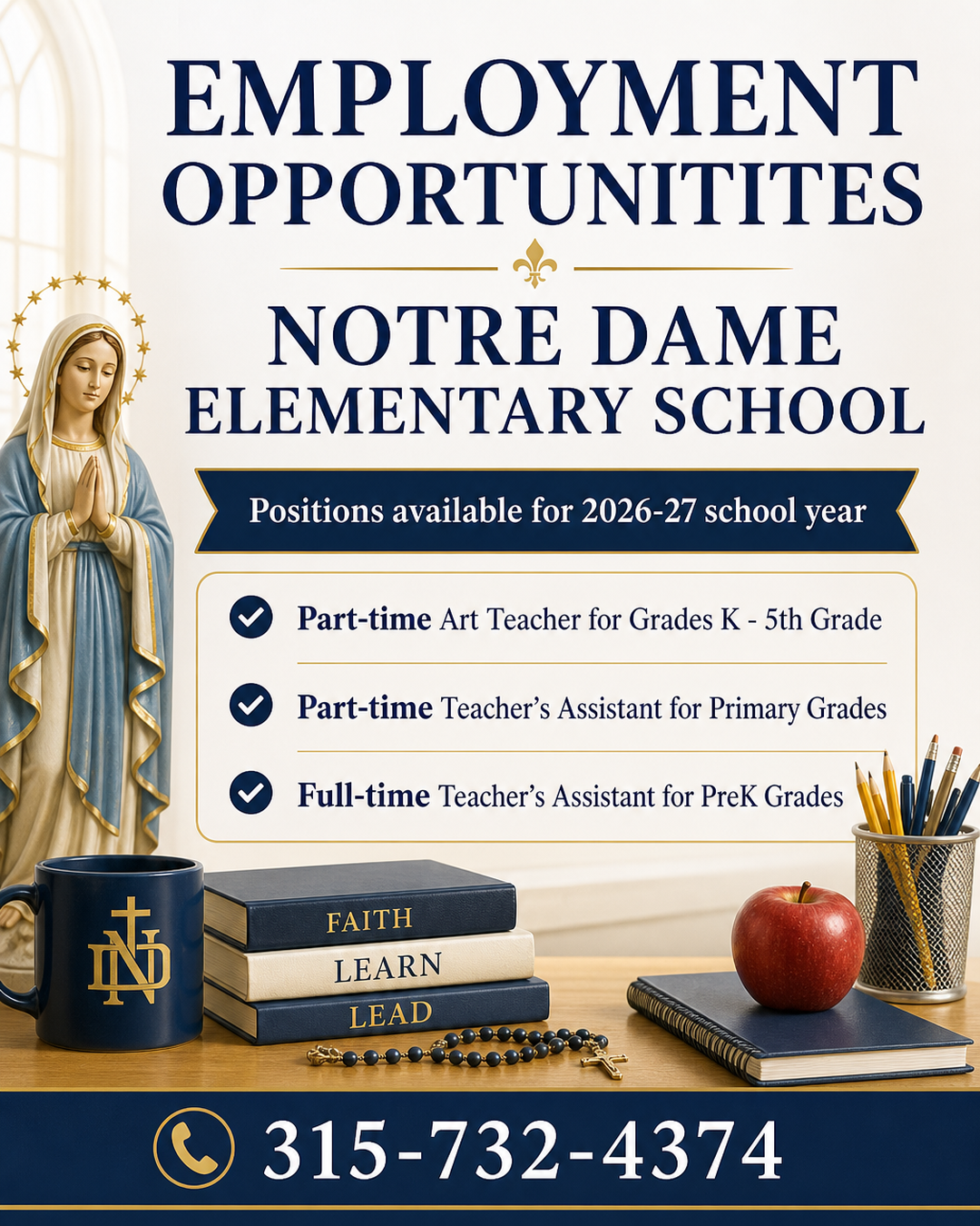 Employment Opportunities - Notre Dame Elementary School